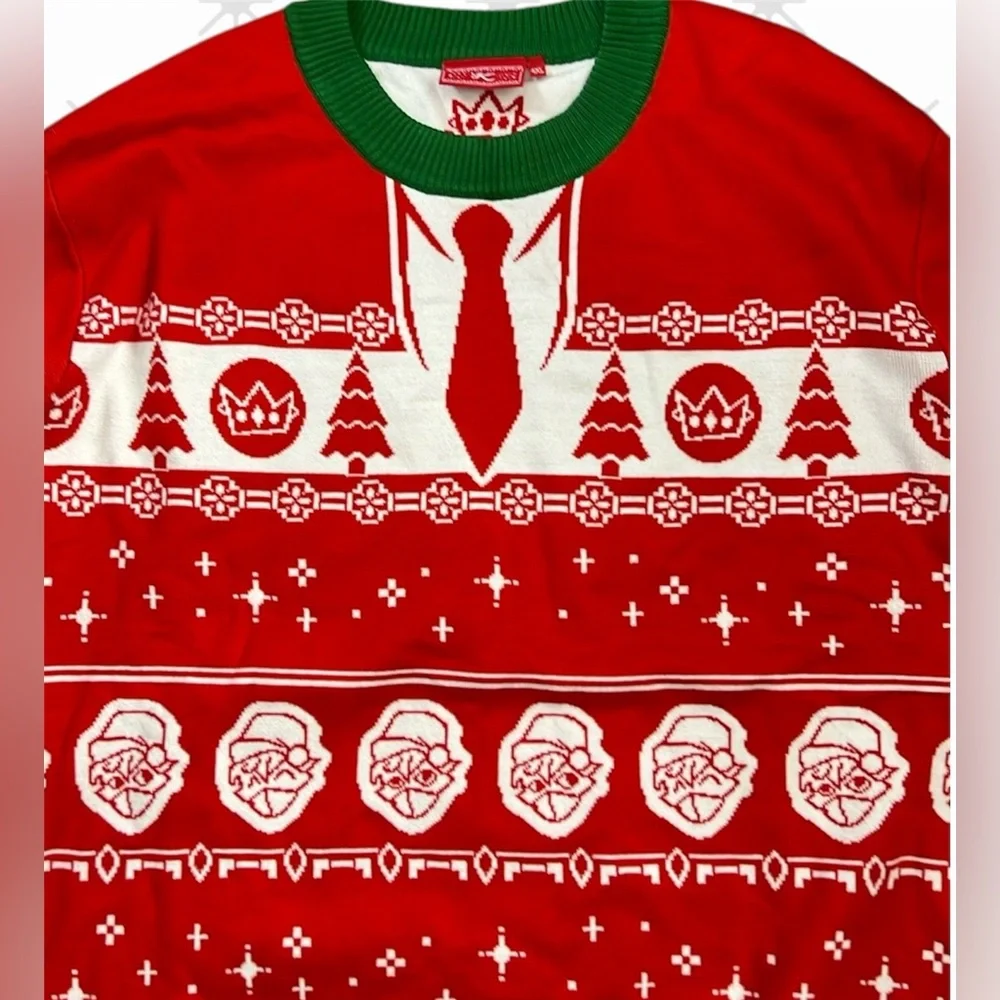 Ranboo Men's Necktie Holiday Christmas Long Sleeve Crewneck Sweater Size 4XL